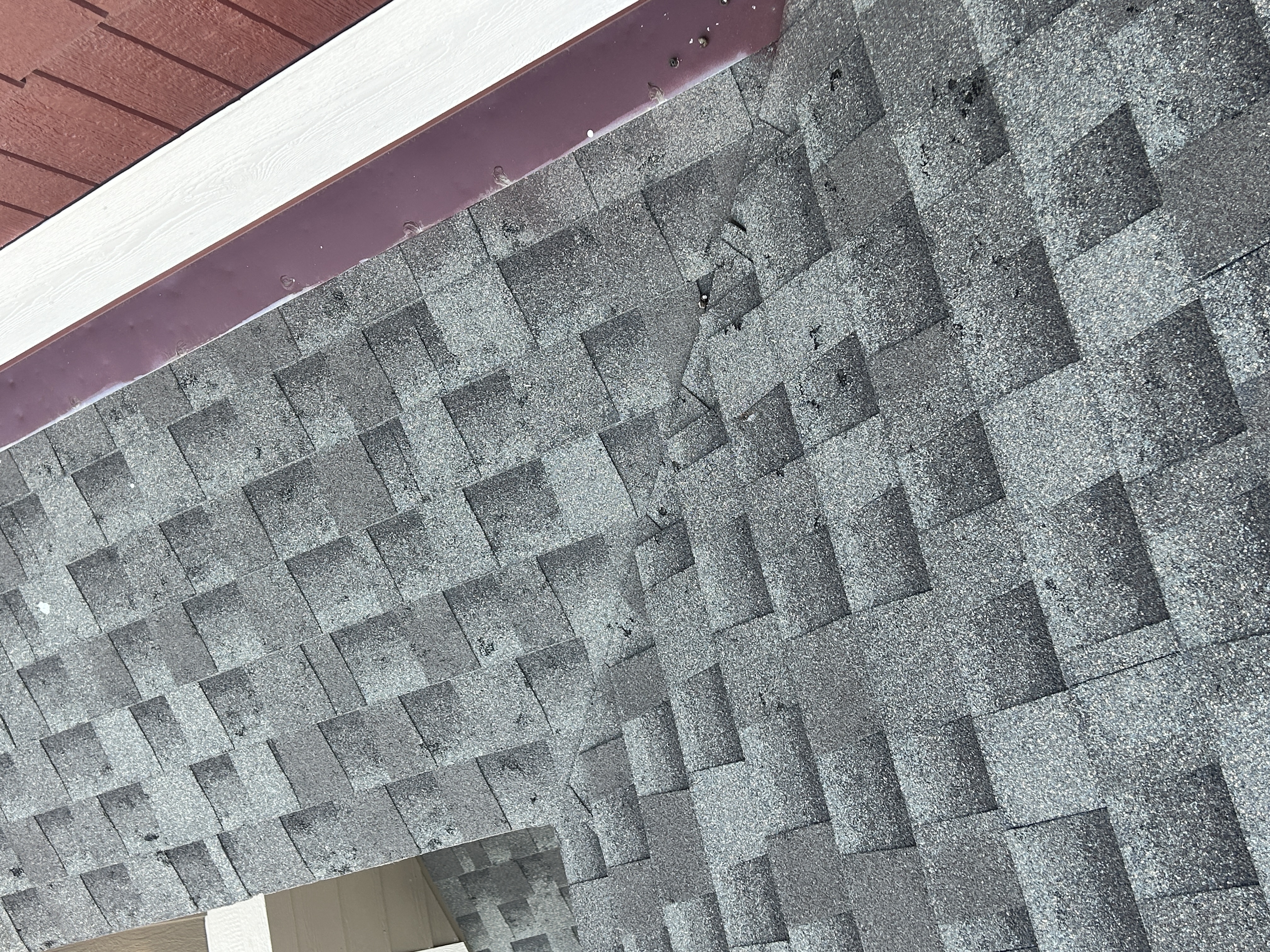 Hail damage on a roof